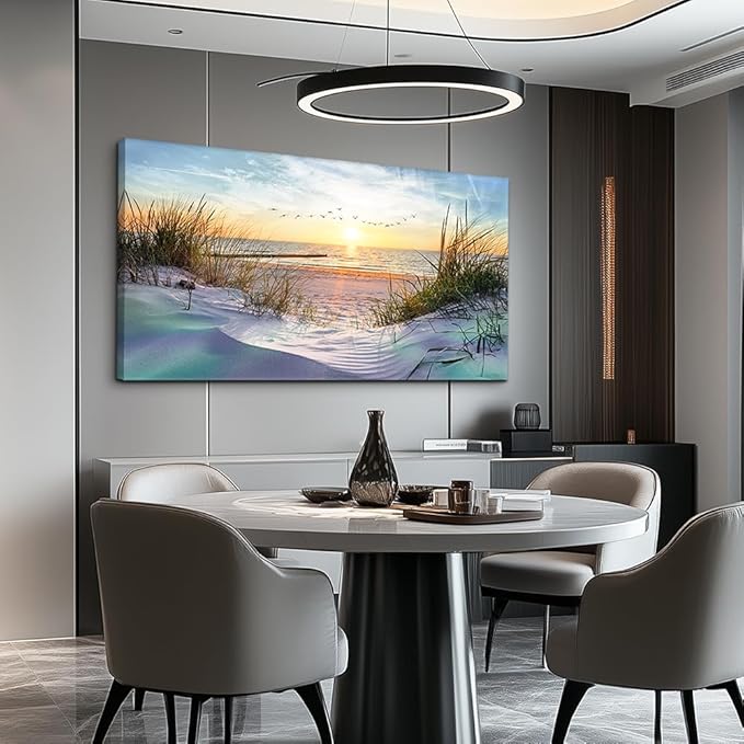 hyidecorart Canvas Wall Art For Living Room Large Size Decor Bedroom Blue Ocean Beach Landscape Paintings Poster Prints Artwork Office Decorations Seascape Pictures Modern Home Works
