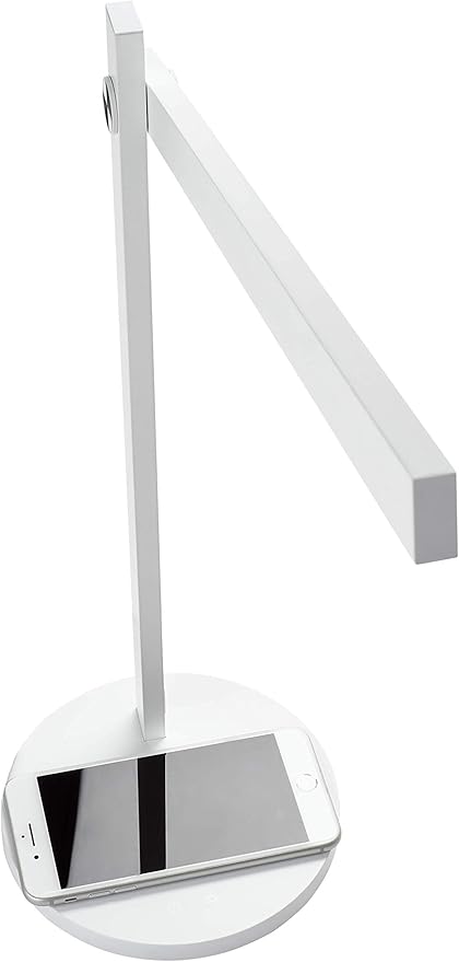 Newhouse Lighting Adonis White Metal Dimmable and Adjustable Color Temperature Energy-Efficient Modern LED Desk Lamp with Built-in Wireless Phone Charger