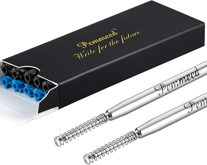 Ballpoint Pen Refills for Penneed B5/ B6/ B8 Pens, Parker Waterman Compatible Ballpoint Pen Refills with Spring Smooth Writing, Twist Action Medium Point 1.0mm Pack of 10(5Black Ink +5Blue Ink)