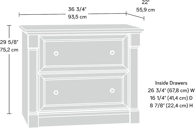 Sauder Palladia 2 Drawer File Cabinet, Lateral Filing Cabinets for Home Office, Hanging File Folders Organizer, Interlocking Drawers, in Wind Oak Finish