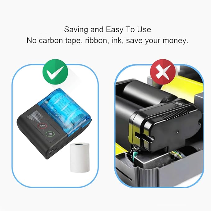 Walfront Pocket Inkless Thermal Printer Mini Portable Photo Printer Clear HD Picture Quality Fast Printing Speed for Home Traveling Office