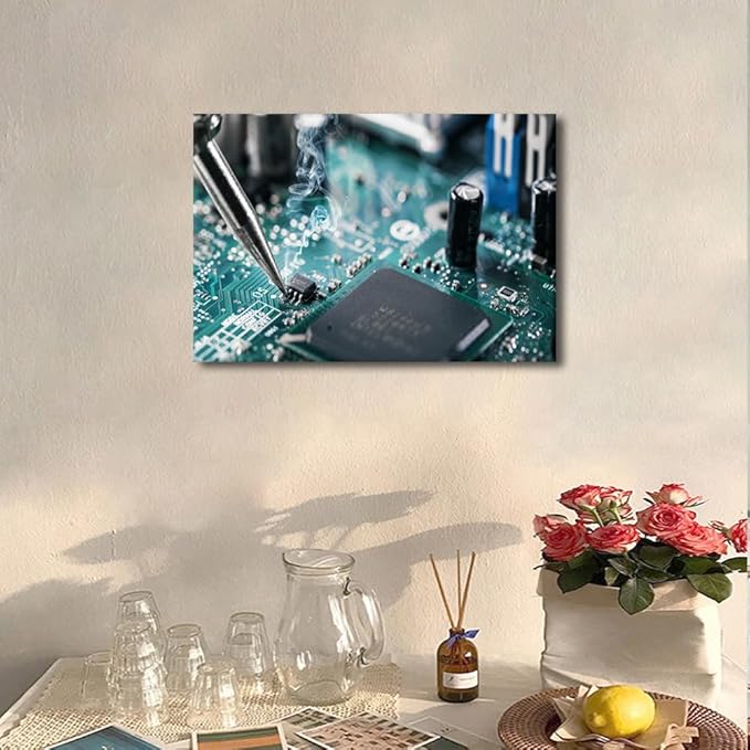 Canvas Wall Art Ready to Hang Cutting Machine Wall Painting Machine Tool Pictures Wall Decor for Bedroom Aesthetic Framed Canvas Art 1 Panel Artwork for Walls Posters & Prints, 12" x18"