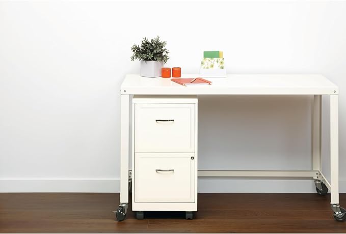 Realspace 18"D SOHO Vertical Letter-Size Mobile File Cabinet, 2 Drawers, Pearl White