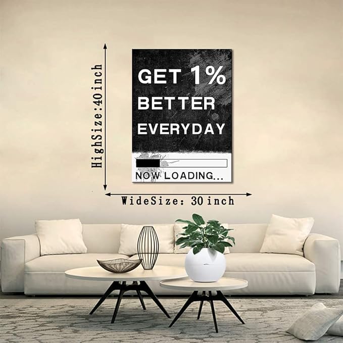 Extra Large 1 Big Panel Everyday Get Better Motivational Canvas Poster Prints Wall Art Modern Office Decor Canvas Painting Picture for Gym Dance Room Wall Decor Gift Choice for Teen Men-28 Wx44 H