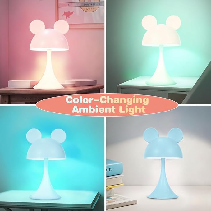 Rechargeable Mouse-Shaped LED Bedside Lamp – Kids Room Night Light with Touch Dimming & 3 Color Temperatures (Blue)