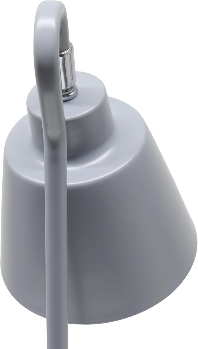 Simple Designs LD1073-GRY 16" Sleek Essentials Metal Looped Desk Task Lamp with Adjustable Shade and Dual USB Ports, for Office, Desk, Nightstand, Gray