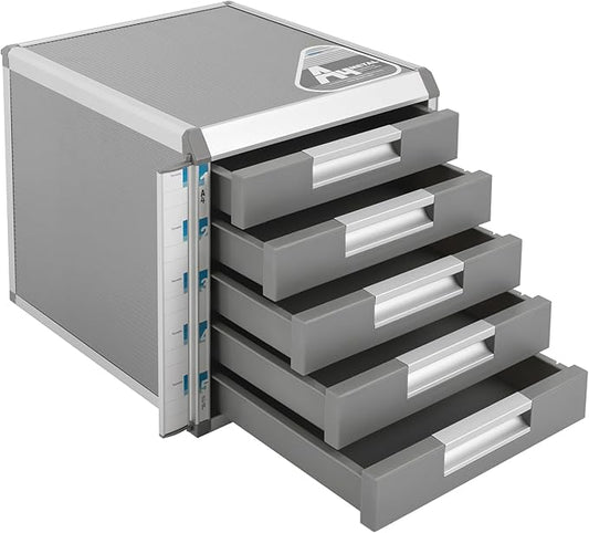 File Cabinet, Desk Organizer with 7 Drawers Metal Desktop Storage Cabinet File Holder with Locks and Keys for Home Office Organization (5 Layers-5 Small Floors)