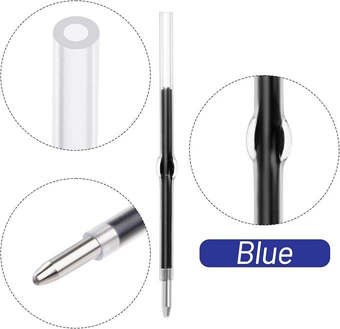 jiebor 100Pcs Beadable Pens Refills Ballpoint Pens Refills Blue Ink 1.0mm for Plastic Bead Pens Office Supplies 2.44 Inch