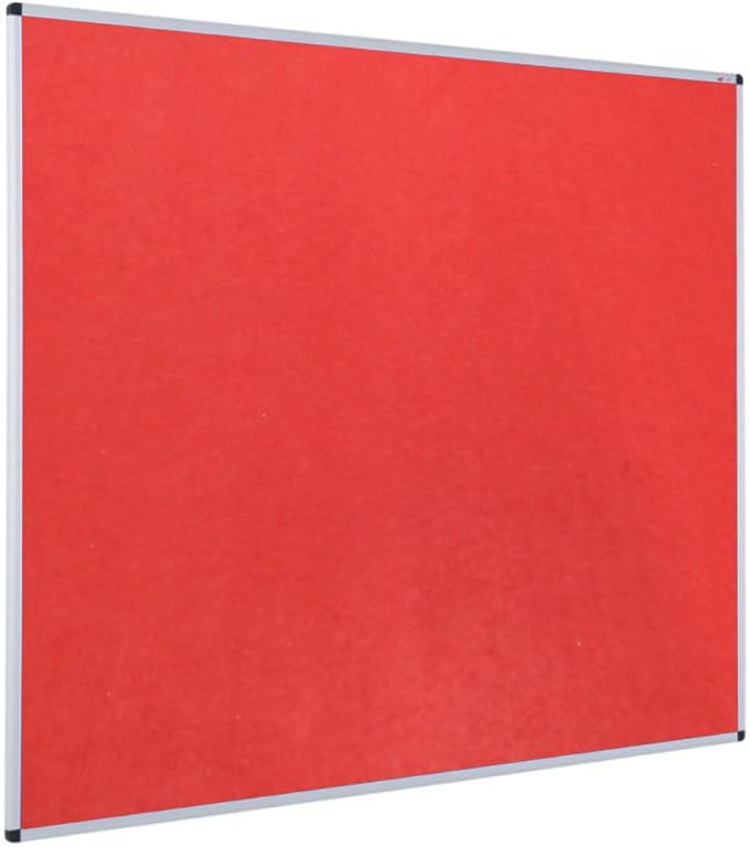 VIZ-PRO Notice Board Felt Red, 36 X 24 Inches, Silver Aluminium Frame