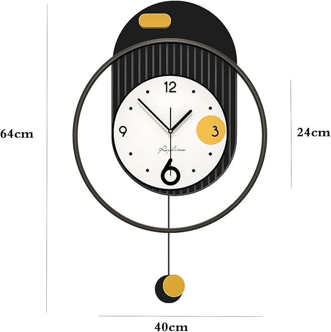 Wall Clock Modern Art Large Wall Clock, Metal Retro Minimalist Modern Clock Round Silent Non-Ticking Battery Operated Wall Clocks for Living Room Home Kitchen Bedroom Office School