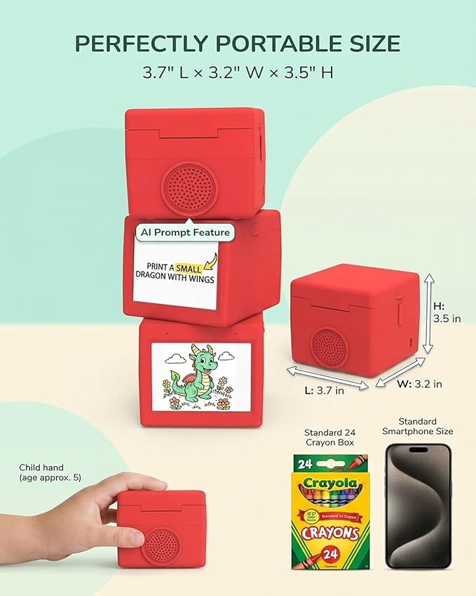 Ai Sticker Maker Machine Box Mini Smart Voice Inkless Portable Thermal Display Label Photo Stickers Printer Kids Creative Stamper Toy for Home Office Scrapbooking DIY Crafts Gift Wrapping(1PC)
