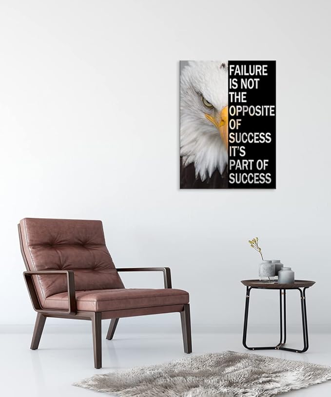 WYJZDZQ8 Inspirational Wall Art Motivational Entrepreneur Quotes Poster Canvas Print Art Eagle Animal Picture Office Wall Decor for Living Room Bedroom Decoration Framed Ready to Hang[18" W x 24" H]