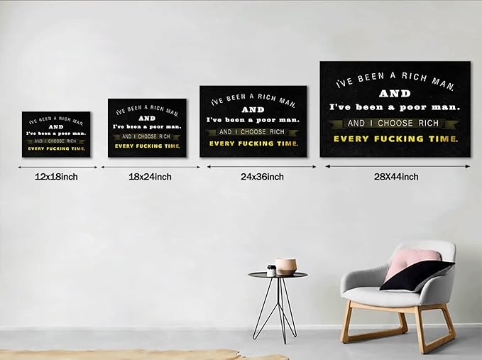 Motto Inspirational Wall Art Motivational Canvas Painting Wooden Wolf of Wall Street Pictures Inspiring Entrepreneur Quotes Posters Prints Artwork Home Office Decorations Framed (28”Hx44”W)