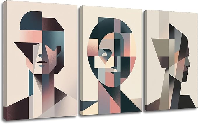 3 Separate Abstract Geometric Stitching Wall Artwork Graphic Combinations Picture Painting Modern Minimalism Poster Print for Office Home Living Room Decoration Stretched and Framed [72''Wx36''H]