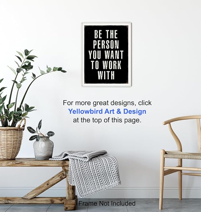 Office Inspirational Wall Art - positive Quotes Wall Decor - Motivational Wall Art - Best Office Work- Black Work Decorations - Inspiring Teamwork Picture- Mens Decor - Success Wall Art Print