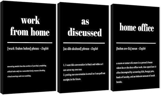 Office Wall Art - 3 Panel Motivational Canvas Art, Inspirational Quote Art for Home & Office, Entrepreneur Words Poster Frame 20'x30'x3Pcs
