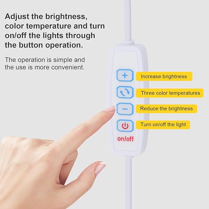 White Modern Bright LED Floor Lamp Adjustable Gooseneck Standing Lamp with Dimmer & Color Temperature, for Living Room,Kids Bedroom,Office, Nursery Library Desk Reading Light, Eyelash Makeup light