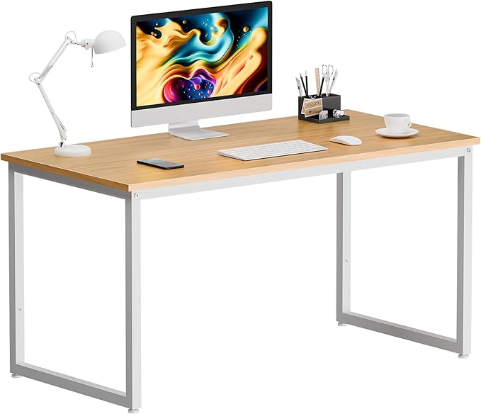 ZenStyle Computer Desk 47" Large Office Desk Computer Table Laptop PC Simple Study Writing Desk for Home Office, Light Brown