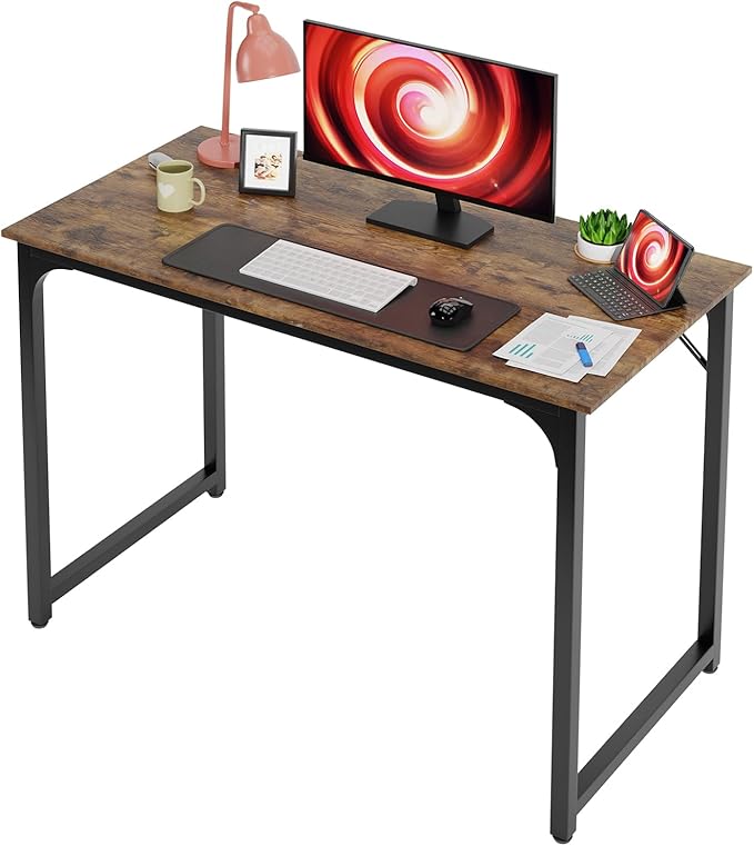 BestOffice Sturdy Desk Computer Desk Home Office Desk Small Desk Multi-Function Writing Table Student Art Modren Simple Style PC Wood and Metal Desk Workstation (39 inch, Vintage)