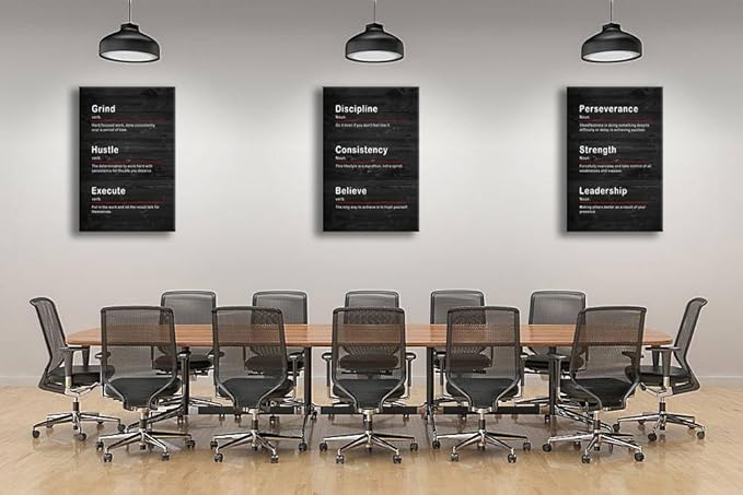 Motivational Consistency Strength Noun Office Wall Decor Inspirational Canvas Wall Art Discipline Noun Posters Prints Wall Picture Paintings Artwork Gym Living Room Home Framed [72" W X 36" H]