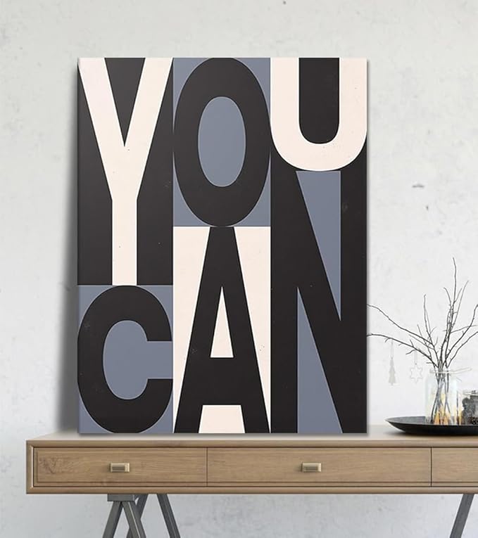 Inspirational Canvas Painting Wall Art Office Wall Decor You Can Motivational Quote Picture Art Print for School Library Classroom Study Room Decorations Framed Ready to Hang - 18x24 inches