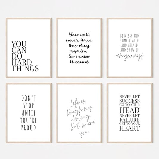 Office Inspirational Wall Art Decor Motivational Quotes Canvas Wall Art Positive Classroom Posters Pictures Office Inspirational Work Artwork for Women Home Bedroom 8x10 Inch Unframed Set of 6
