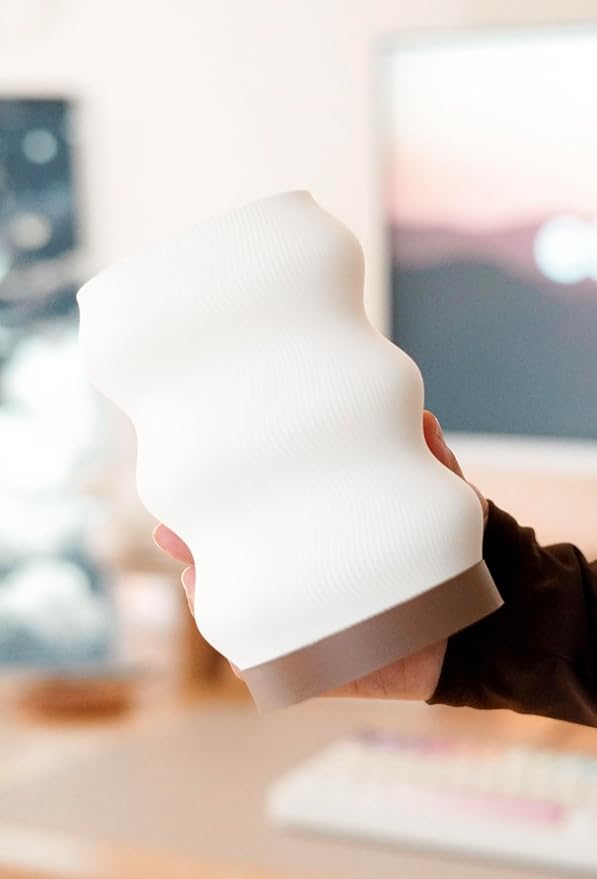 Wave Table Lamp - Modern Bedside Light for Bedroom, Desk, Nightstand, or Office - Mood Lighting Lamp - Eco-Friendly Gift Idea - Unique Home Decor - LED Night Light (Mini)