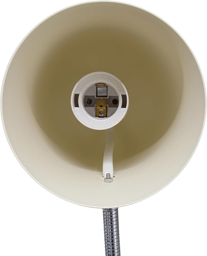 Simple Designs LD1075-CRM 15.28" Sleek Essentials Minimalist Metal Desk Task Lamp, for Office, Desk, Nightstand, Dorm, Cream