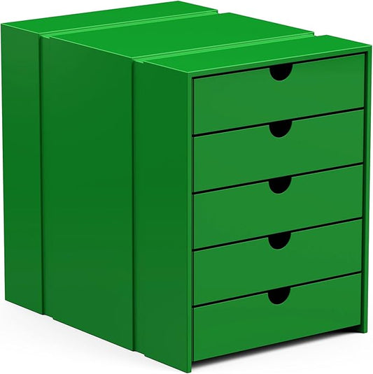 Modern Steel 5-Drawer File Cabinet For Desk, Document Storage Box, Office Desktop Filing Organizer, Drawer Organizer, desk caddy (Green)