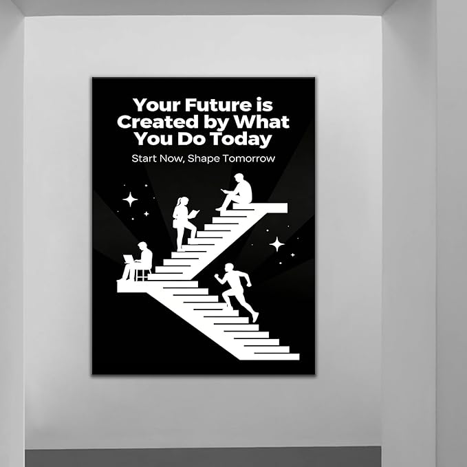 PSYYSP Large Inspirational Wall Art For Office Motivational Canvas Print Your Future Is Created By Today Framed Decor For Meeting Room Home Gym Professional Growth Success Mindset Huge 30x40 Inch