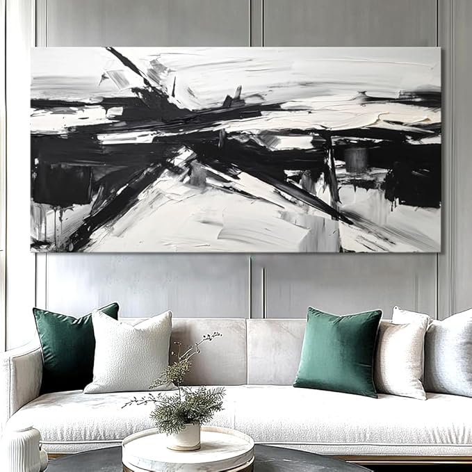 liysawg Wall Art Abstract Canvas Painting Black and White Modern Artwork for Living Room Bedroom Dining Room Home Office Decor 71"x36"
