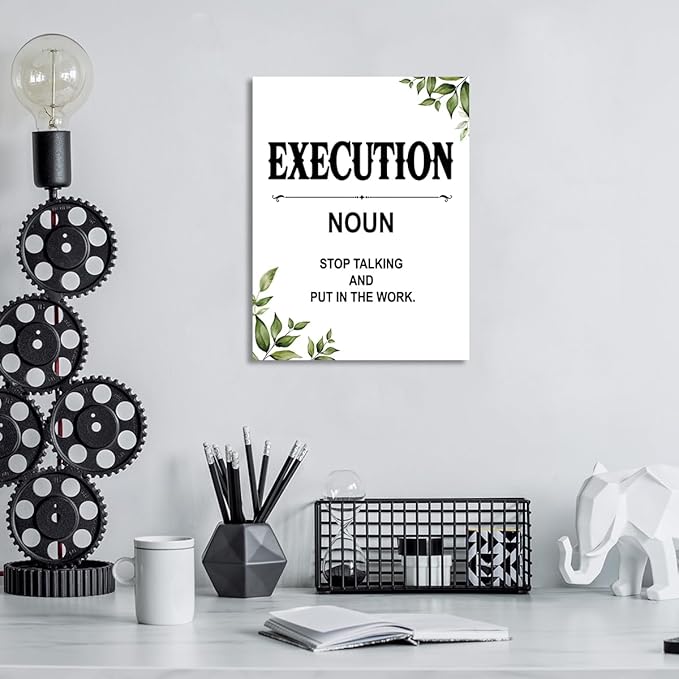 Gwisml Execution Definition Wall Art,Inspirational Quotes Canvas Frame Paintings For Office Home Workplace Wall Art Decor