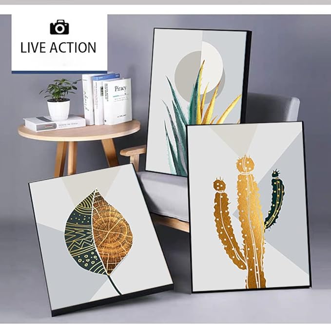 ARTKN Large Framed Abstract Canvas Wall Art Set of 3 Green Plant Leaf Minimalist Tropical Plants Modern Art Wall Decor for Office Living Room Bedroom(Green, 20" X 28" X 3 pieces)