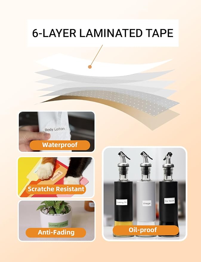 Makeid L1 Label Maker Machine with 4 Tapes - Portable & Rechargeable Label Makers Compatible with 9/12/16mm Waterproof Tape - Mini Bluetooth Labeler for Organizing Office Home School