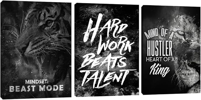 Inspirational Quote Office Canvas Wall Art Motivational Hustle Wall Decor Entrepreneur Posters Prints Framed Artwork Home Decoration for Workplace Office Living Room (48" Wx24 H)