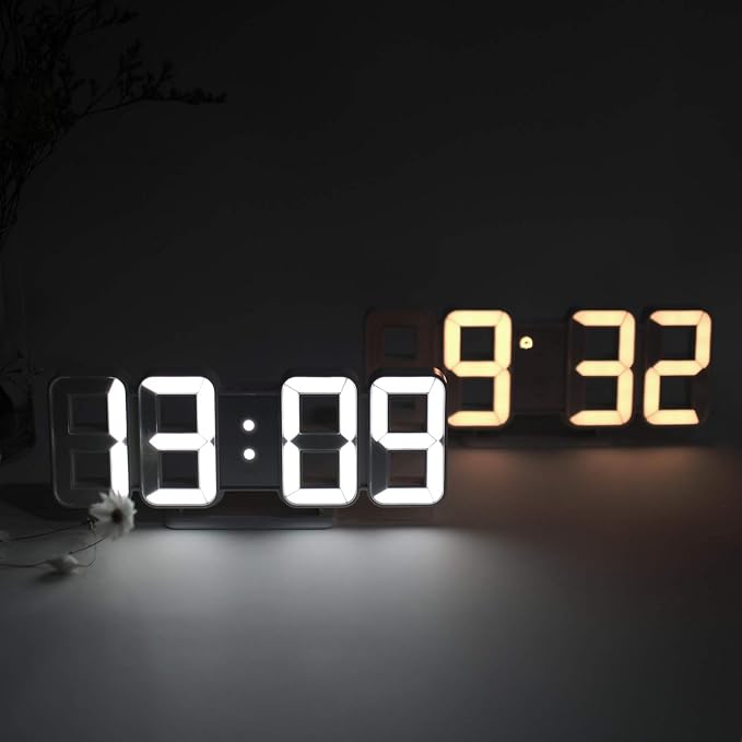 mooas 3D Pure mini Dual LED Clock, Multi-Function LED Clock (Calendar, Alarm, Temperature) (8.5" Dual Table Alarm Clock)