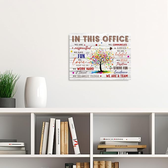 In This Office Wall Decor,Positive Teamwork Quote We Are Team Wall Art Canvas Framed for Home Office Wall Decor 12 x 15 in