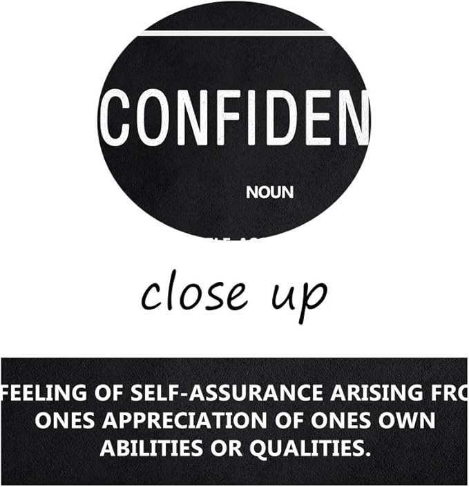 Inspirational Wall Art Motivational Posters Prints on Canvas Inspiring Quotes Confidence Noun Education Motto Pictures Wooden Artwork Decorations for Living Room Office Home School Framed (18”Wx24”H)