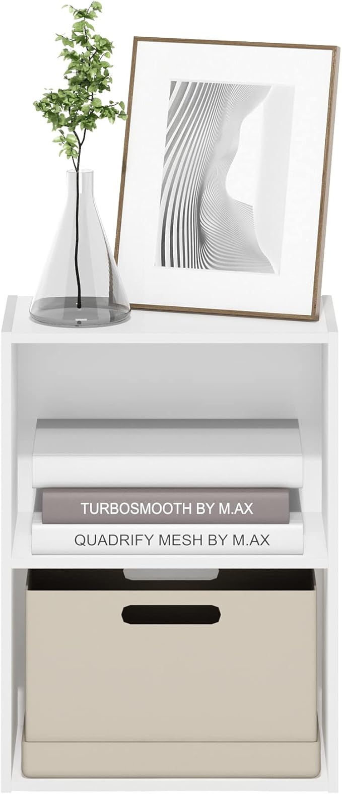 Furinno LUDER Book Shelf, 2-Tier Modern Bookshelf, Open Shelves Wide Bookcase, 9 x 16 x 21, Easy Assembly, Closed Back, for Living Room, Bedroom, Home Office, Plain White