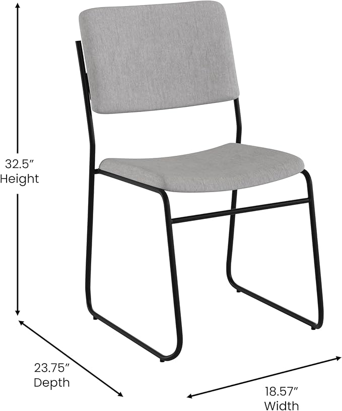 Flash Furniture HERCULES Series 500 lb. Capacity High Density Gray Fabric Stacking Chair with Sled Base