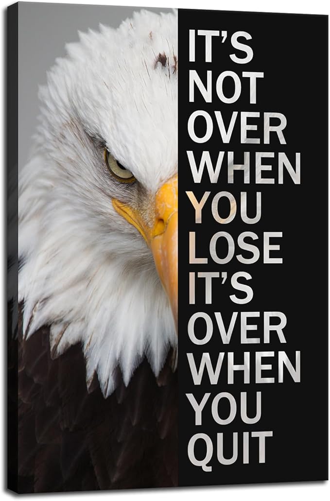 Inspirational Canvas Wall Art Inspirational Animal Eagle Poster Motivational Entrepreneur Positive Quote Picture Print Artwork Office Decor Holiday Gift Frame Ready to Hang[12''W X 18''H]