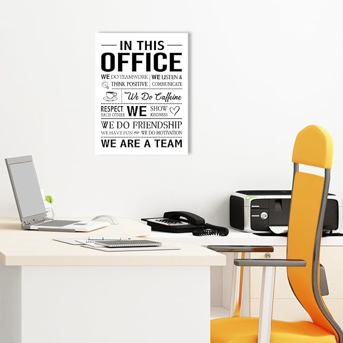In This Office Wall Decor,Positive Team Quote We Are A Team Wall Art Canvas Framed for Office Workplace Wall Decor 12 x 15 in