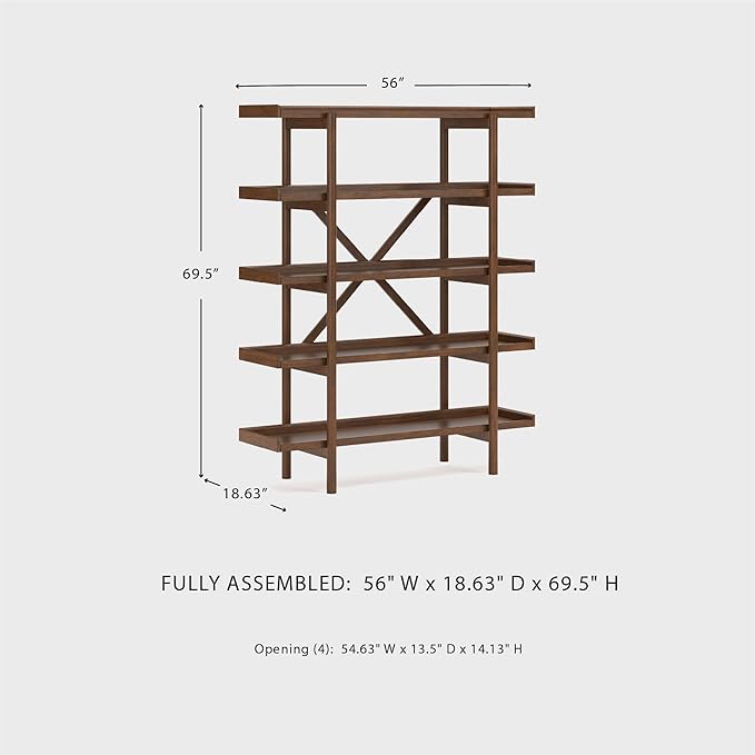 Signature Design by Ashley Lyncott Mid-Century Modern Freestanding 5-Tier 70" Etagere Bookcase, Light Brown
