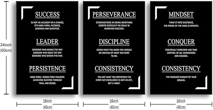 Motivational Success Quotes Picture Painting Inspirational Canvas Wall Art Positive Affirmations Framed Print Poster for Living Room Office Bedroom Gym Wall Decor Stretched and Framed [48''Hx24''W]