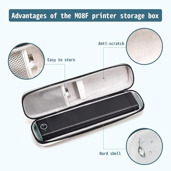 Phomemo 2025 New Version M08F Printer White Bag, M08F Portable Bag Lightweight for Travel, Compatible with HPRT MT800/MT800Q, M08F/M08E/P831/TP81, A886/A887, Portable Thermal Printers (Box Only)