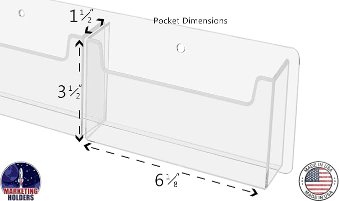 Marketing Holders Postcard Holder Clear Acrylic 2 Pocket Horizontal Wall Mount Display With Hanging Hardware Display Rack Greeting Cards Distribution Bin For Business Owners and Hotels