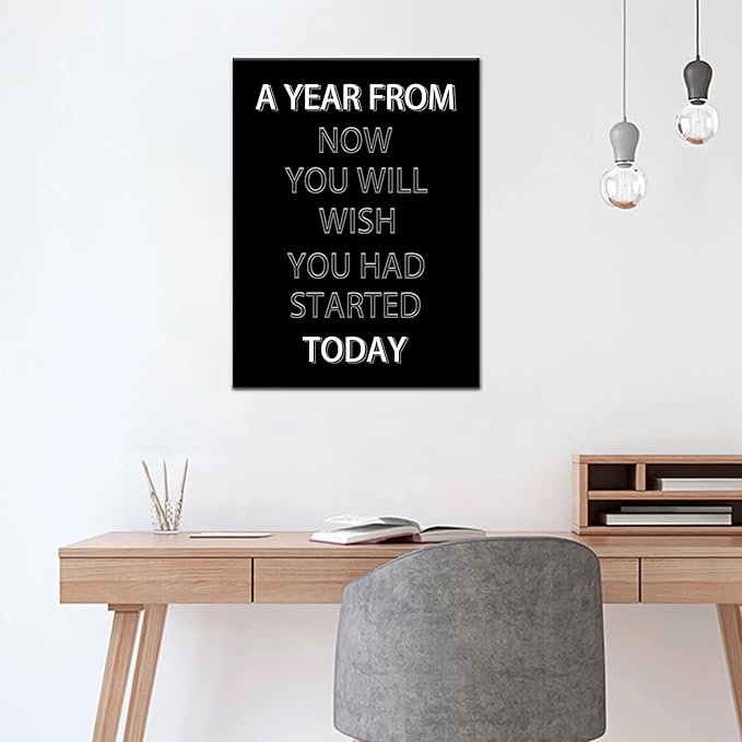Inspirational Canvas Wall Art Motivational Poster Entrepreneur Quotes Wall Decor for Living Room Bedroom Office Canvas Print Positive Framed Art Decoration Ready to Hang [12''Wx18''H]
