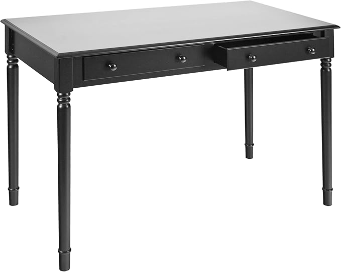 SEI Furniture Janice 2-Drawer Slim Profile Writing Desk, Satin Black