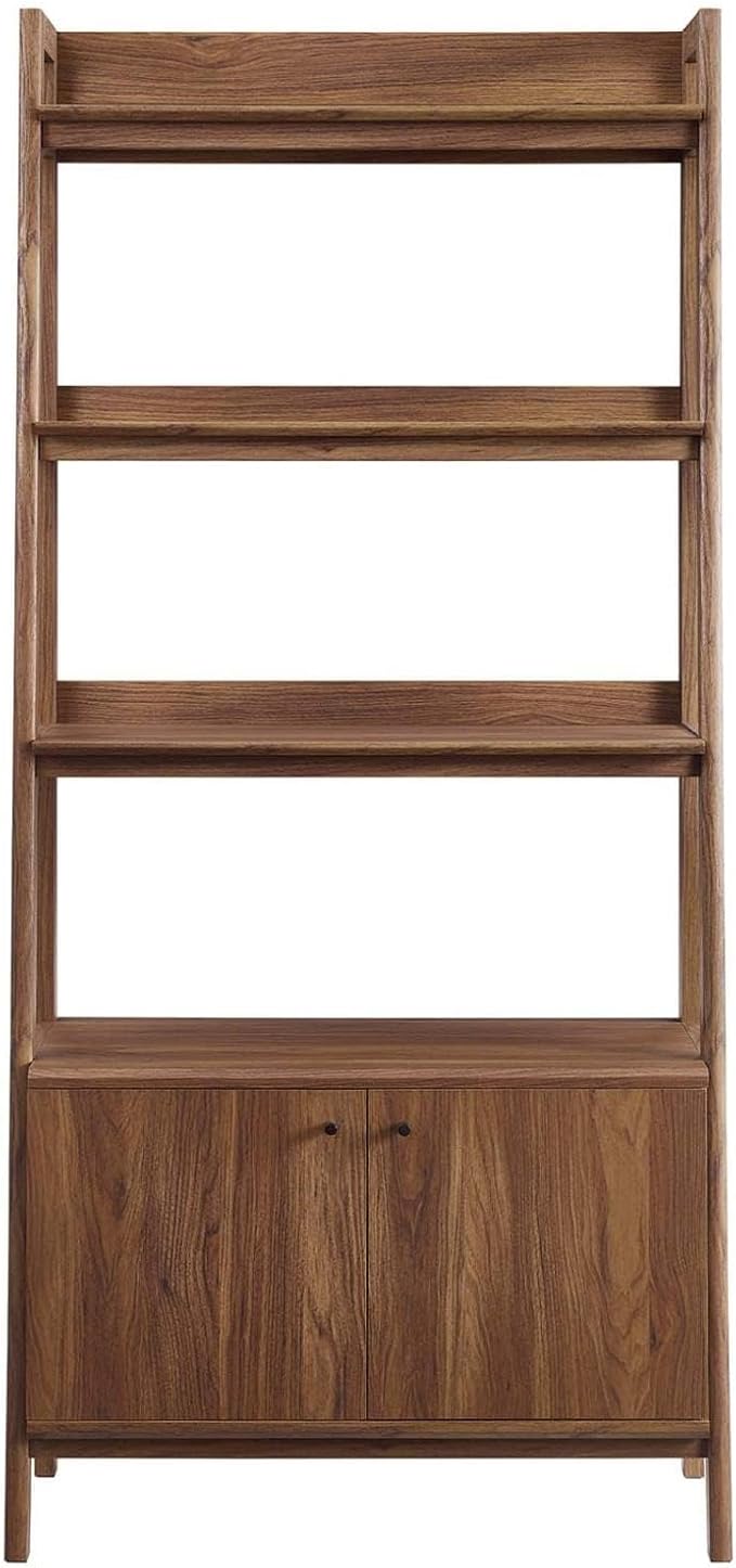 Modway 33" Bookshelf Display Case in Walnut