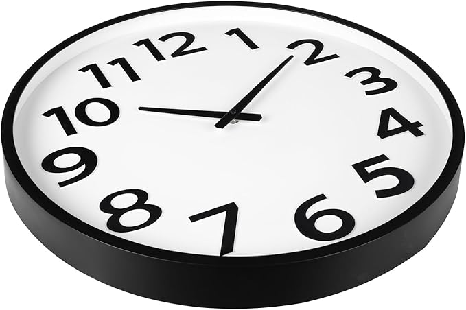20 Inch Large Wall Clock - Big 3D Numbers Easy to Read, Battery Operated Silent Non-Ticking, Analog Quartz Round Clock